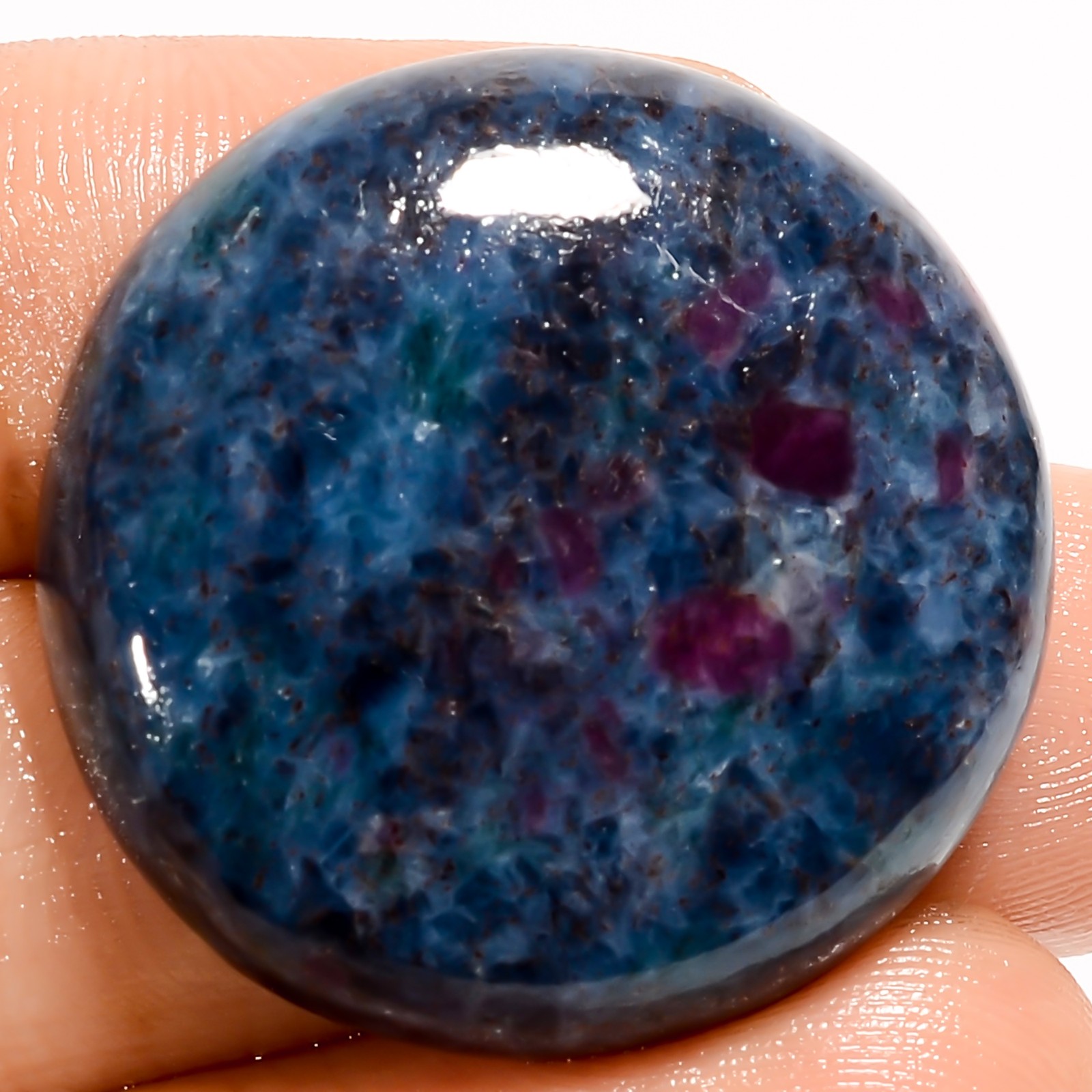 100% Natural Ruby Kyanite Round Shape Cabochon Gemstone 57.5 Ct 26X26X6mm UG2359