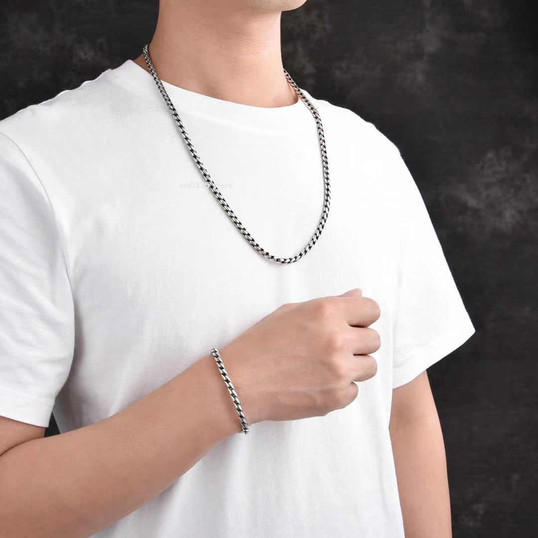 Real 925 Sterling Silver Women Men 5mm Round Snake Link Bracelet 7.9inchL