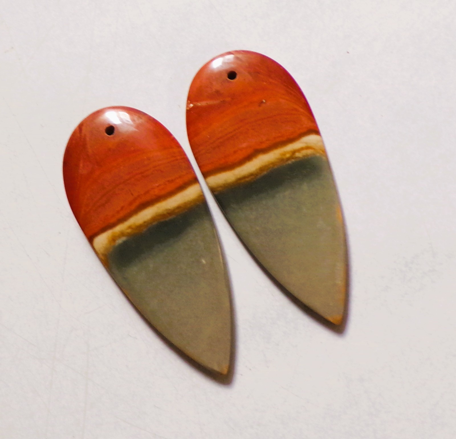 39.35 Cts Natural Polychrome Jasper Drilled Cabochon Pair Gemstone 40.3X18MM 73
