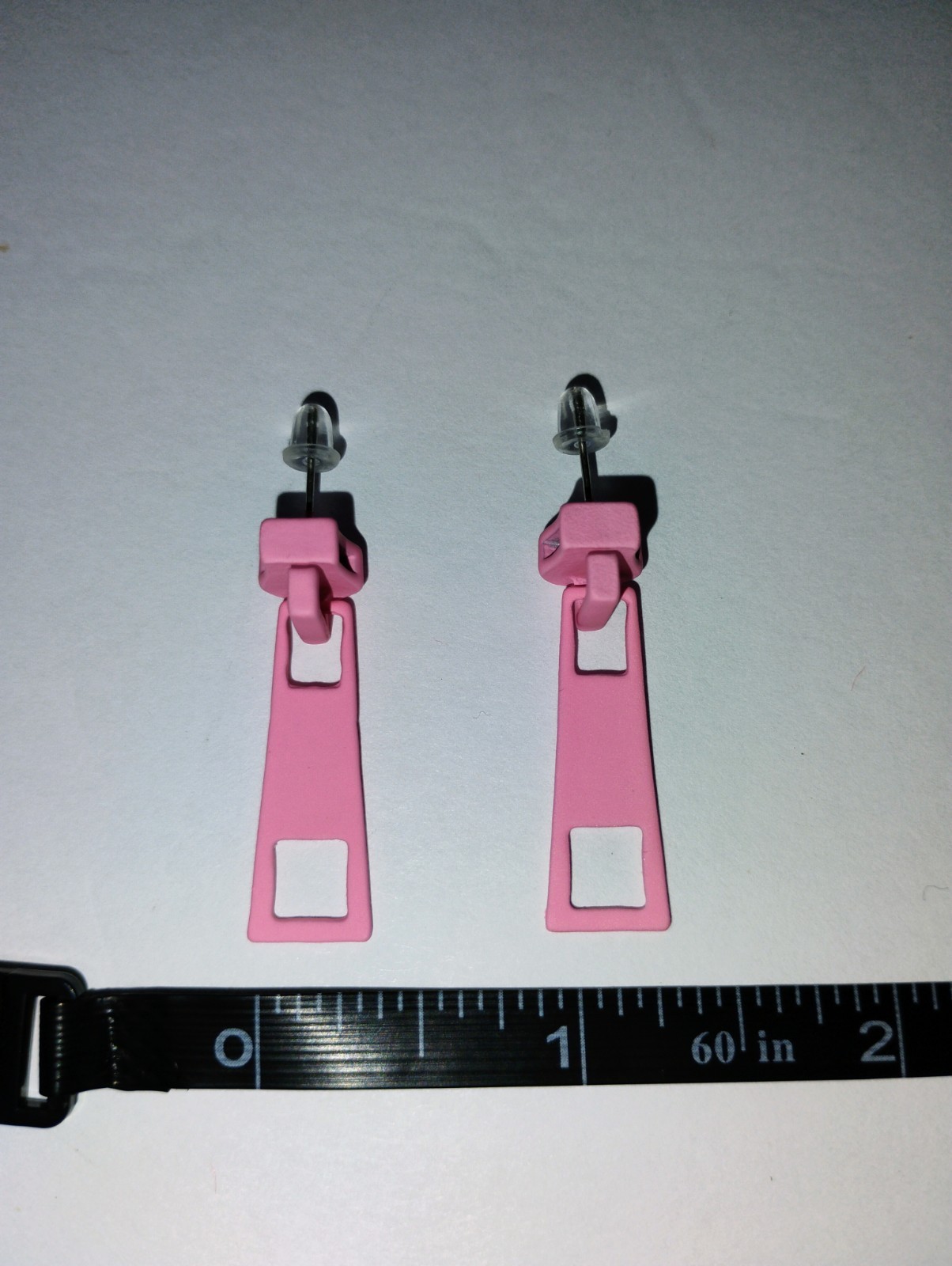 Pink Fashion Creative Zipper Lock Design Earrings.