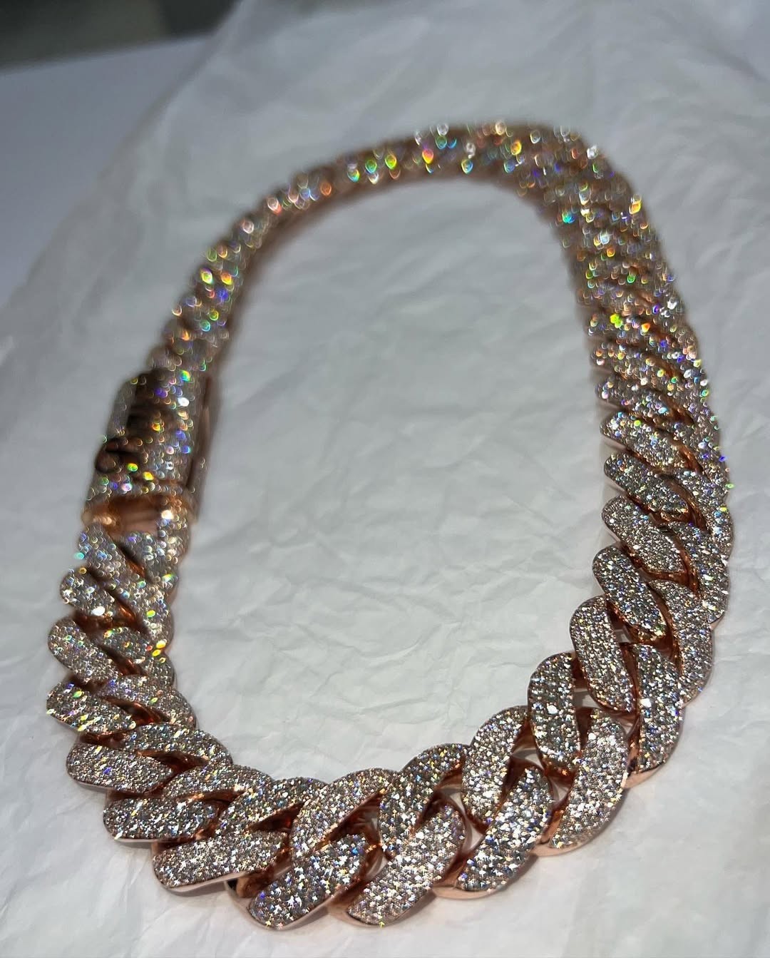 22Ct Round Cut MOISSANITE 20mm Customized Cuban Link Chain 925 Sterling Silver