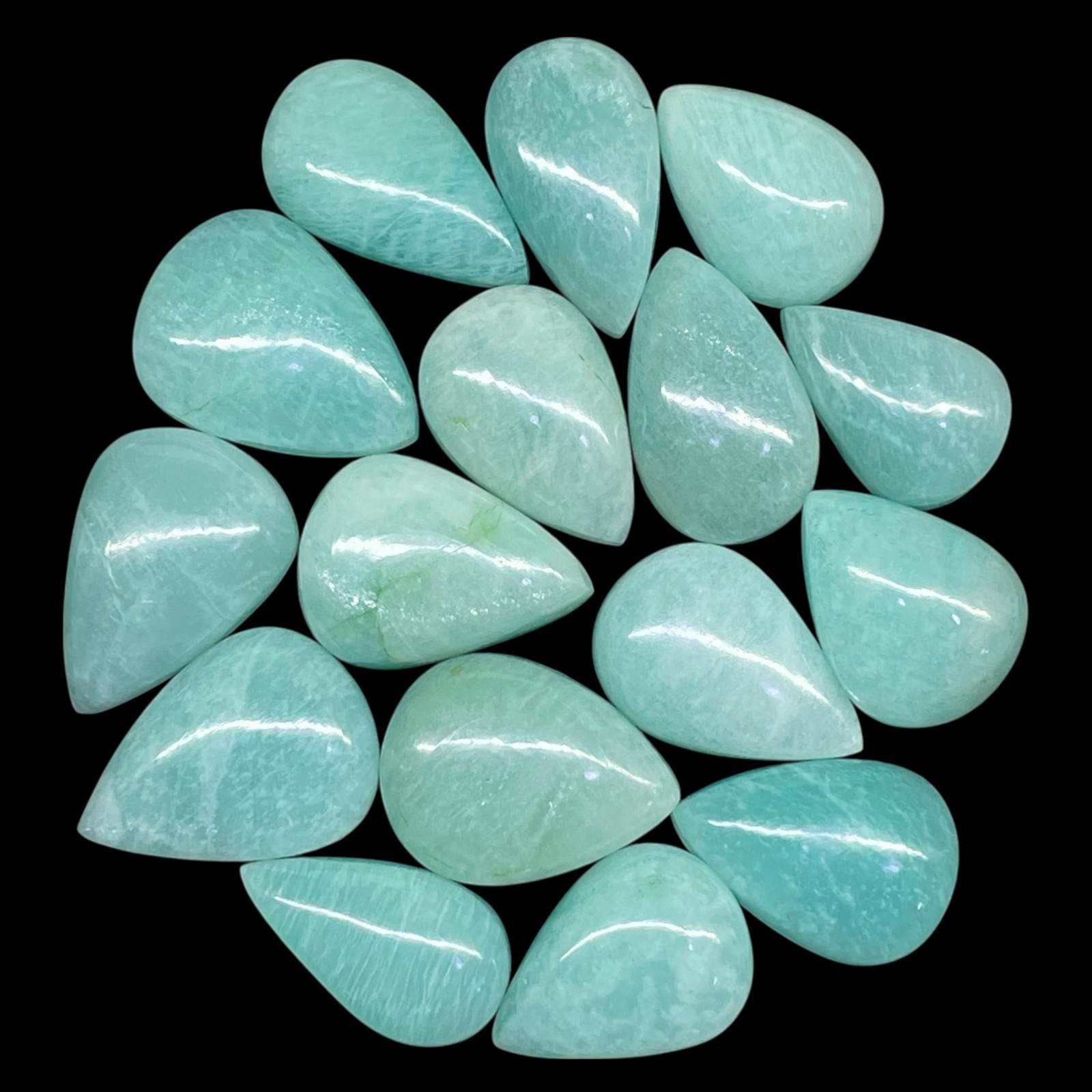 16 Pcs Natural Amazonite 25-29mm Huge Pendant Size Loose Cabochon Gemstones Lot