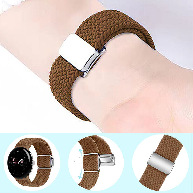 For Google Pixel Watch 3 41/45MM Replacement Magnetic Woven Nylon Elastic Band