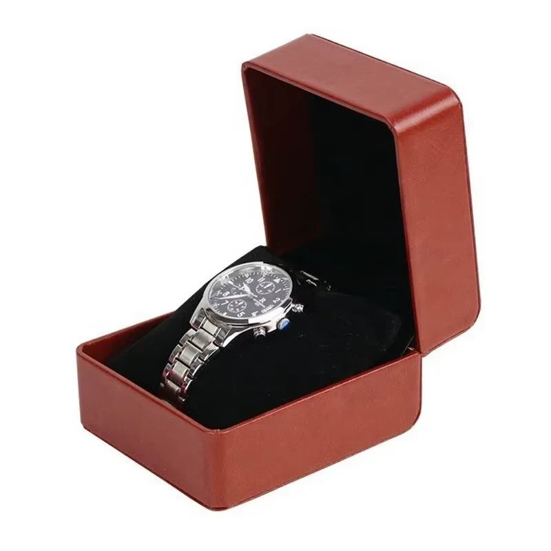 Single Watch Gift Box with Pillow PU Leather Wristwatch Display Case Organizer f