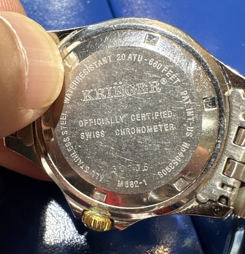 Krieger Vintage Watch “Tidal” High Tide Low Tide Black Dial Box & Papers Full!