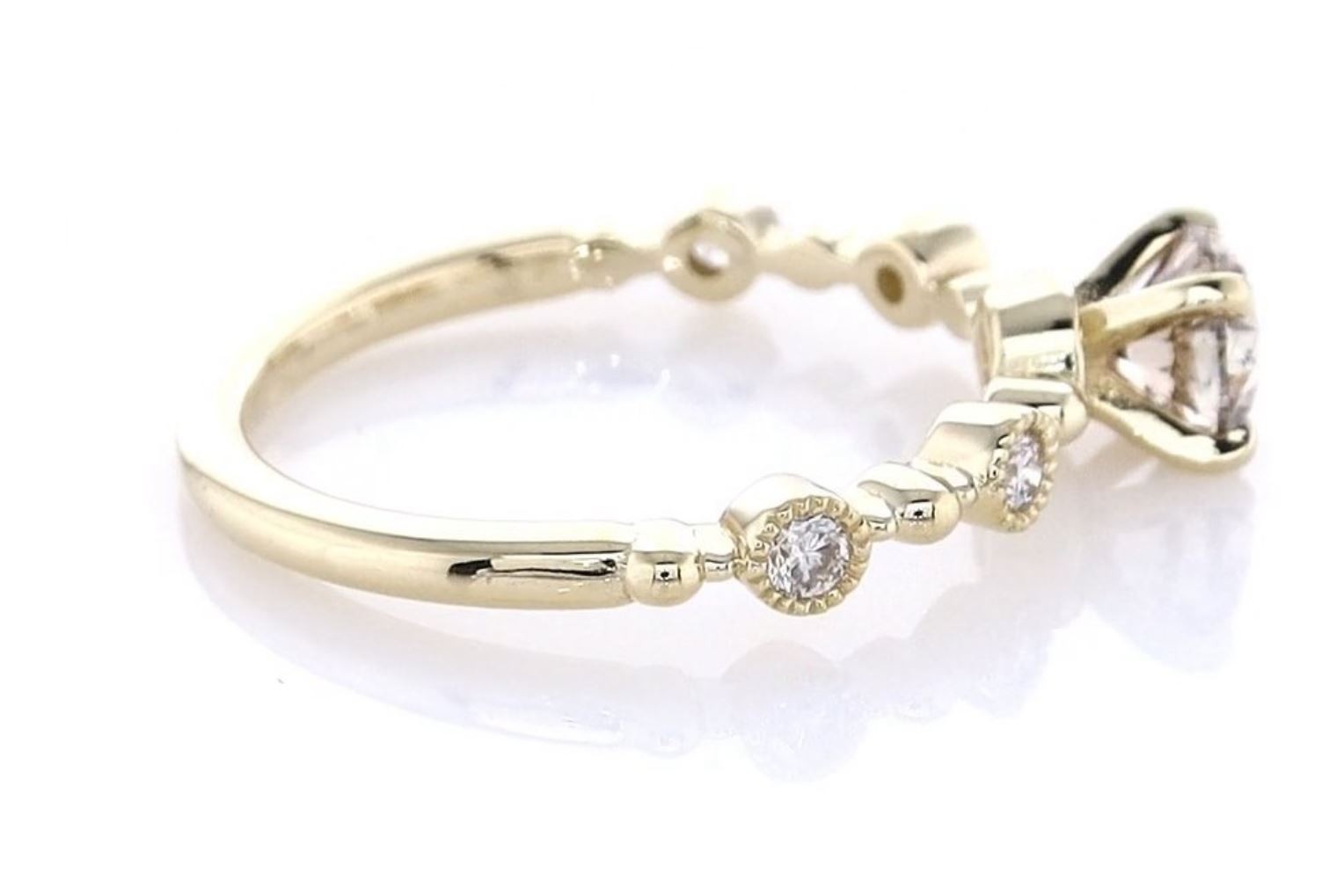 IGI Certified 0.60ct Natural Round Brilliant Cut Diamond Ring in 14K Yellow Gold