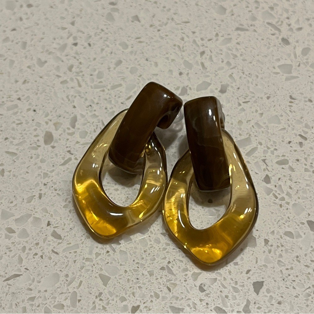 Transparent coffee brown Drop GeometricDangle Earrings