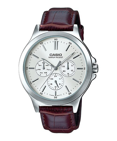 Casio MTP-V300L-7A Men’s Analog Watch Leather Band Mineral Glass Water Resistant