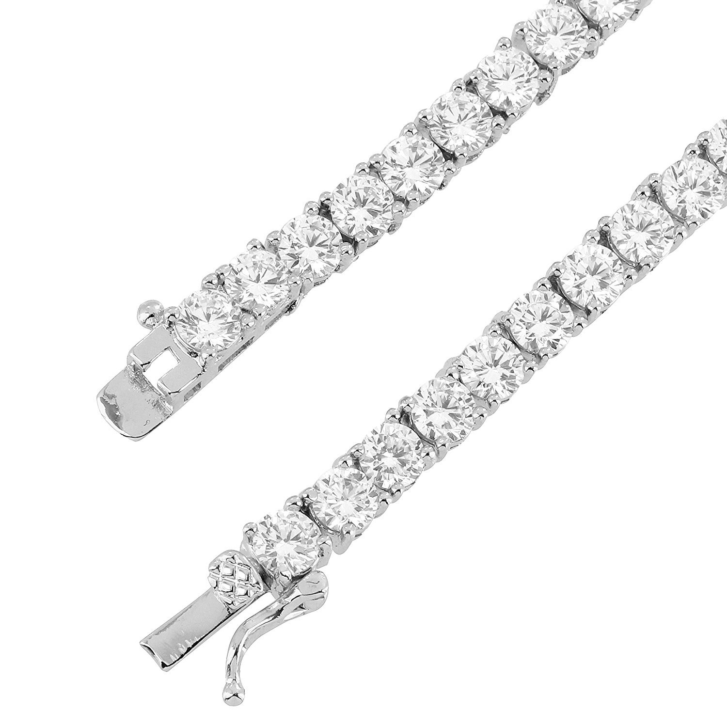 Unisex Tennis Necklace Silver Finish Lab Diamonds 4mm Choker Chain 18 inches