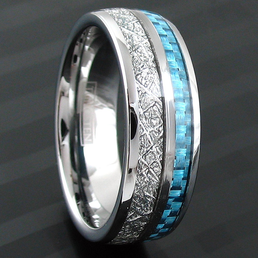 6/8mm Tungsten Carbide Meteorite & Carbon Fiber Band Ring-Engraving Avail