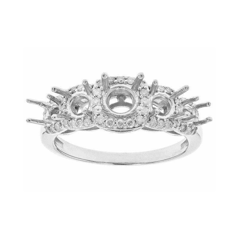 925 Sterling Silver Round 6mm Semi Mount Cluster Without Stone Ring DIY