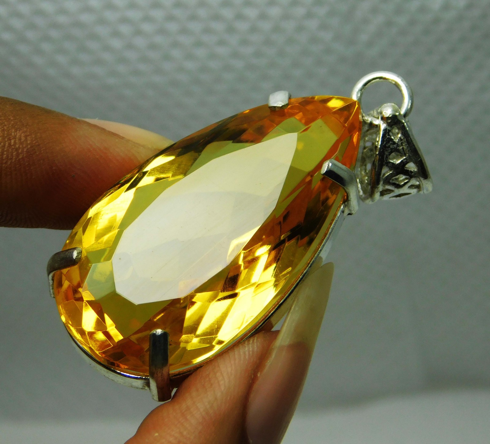 Certified 89.60 Ct Natural Yellow Topaz 925 Sterling Silver Gems Pendant