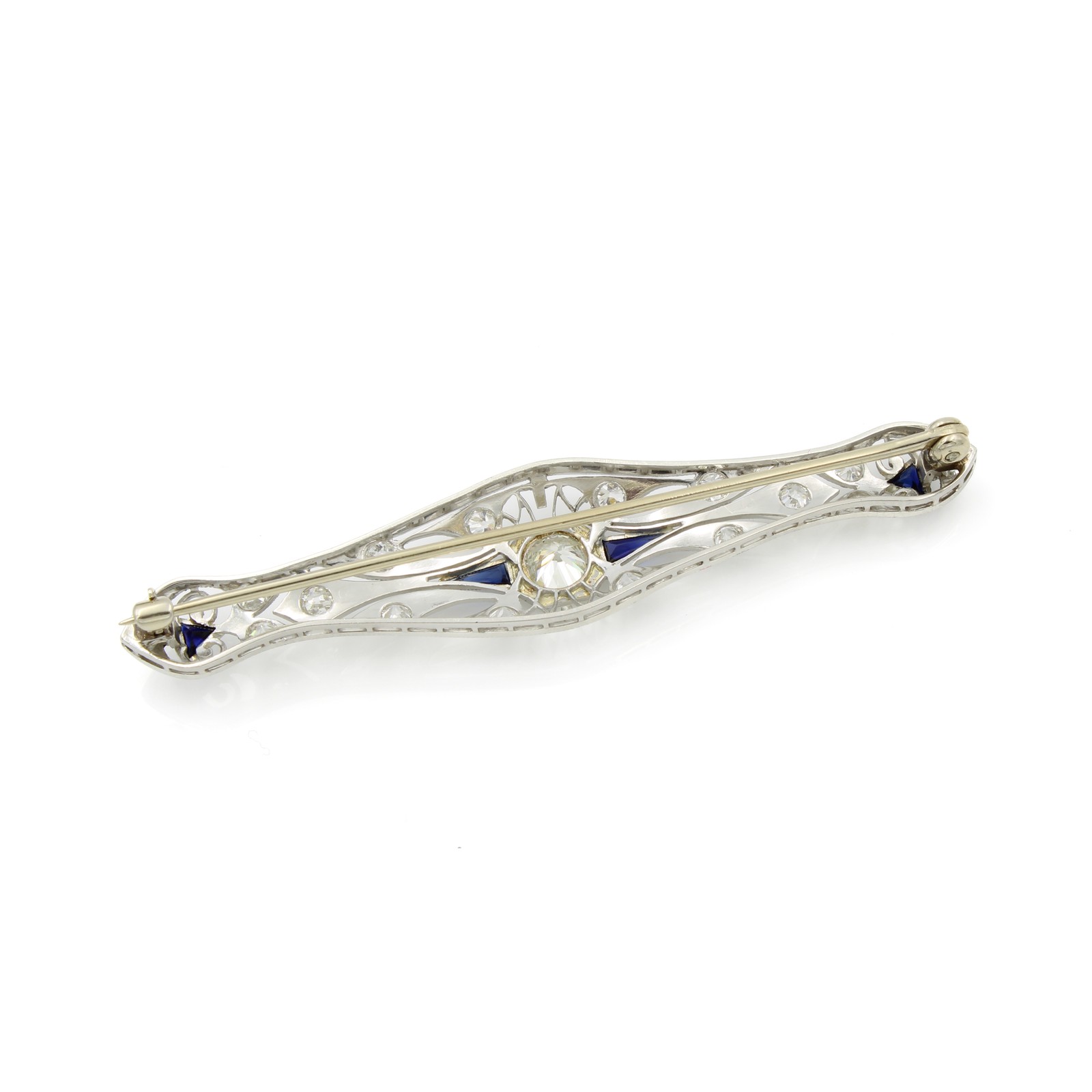 Art Deco Die Struck 850 Platinum 1.05ctw Old Euro Cut Diamond Brooch #E179331-1
