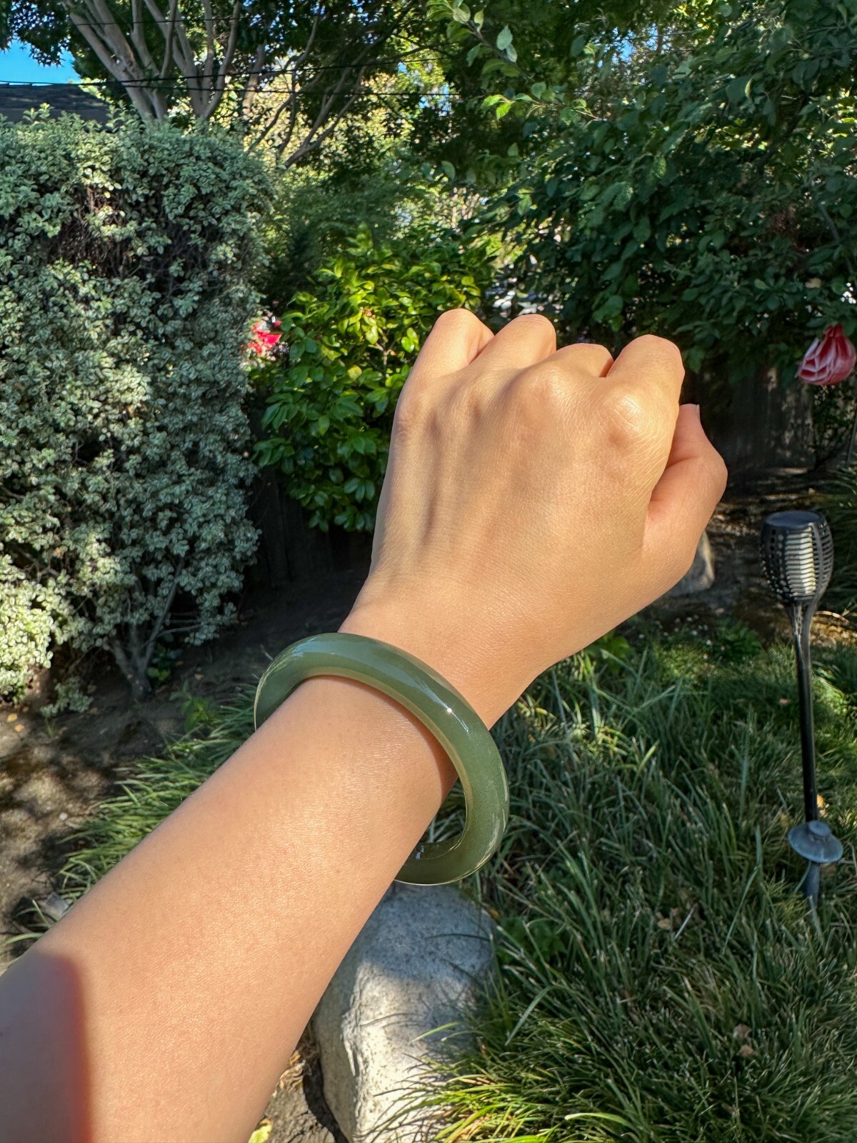 57mm High-grade Oily Water Green Blue Nephrite Bangle Bracelet | 57口蓝绿和田玉手镯