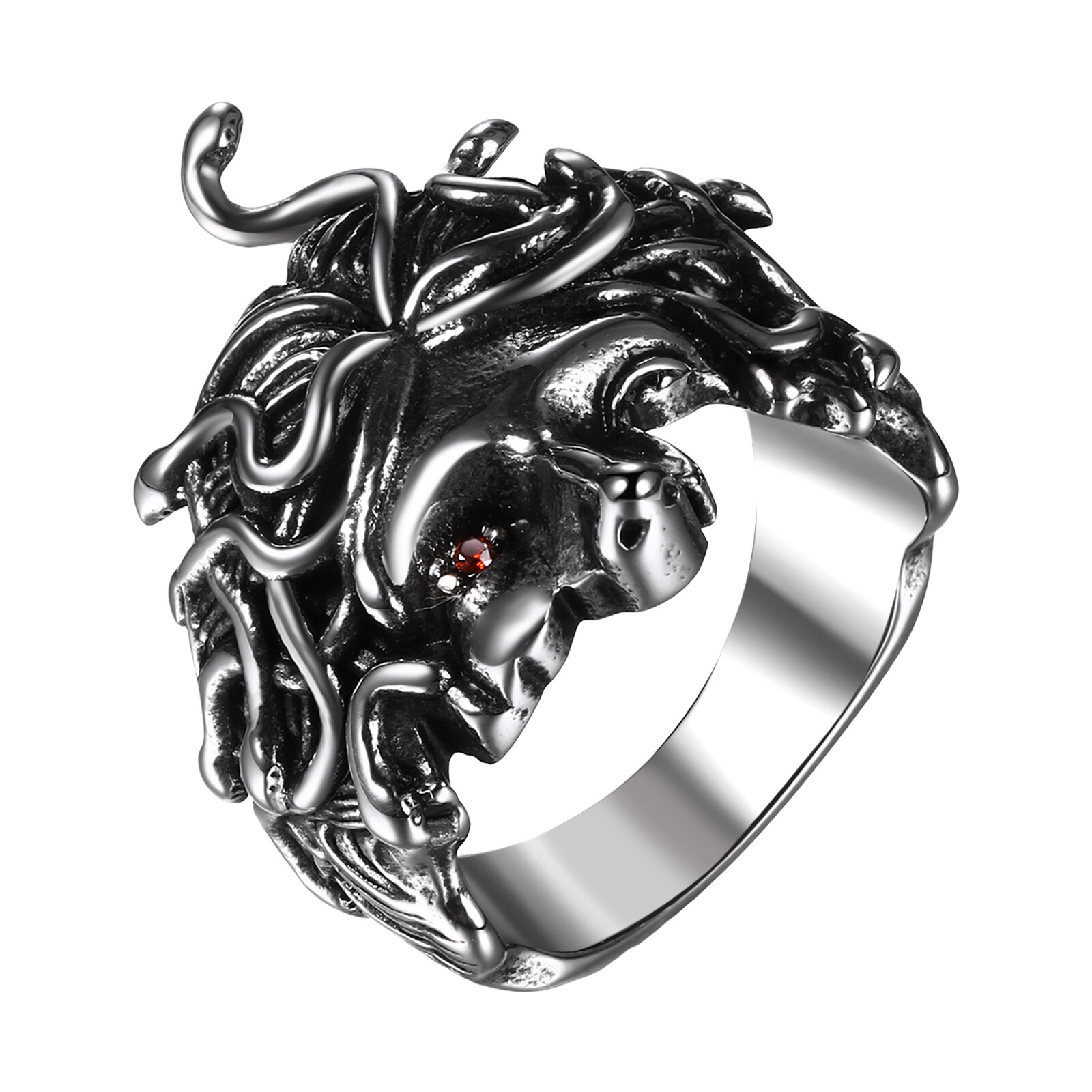 Gothic Vintage Medusa Ring Stainless Steel Greek Mythology Ring for Men Women