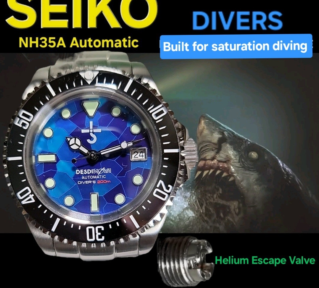 Mod Automatic Divers Watch 44mm SII NH35 With All the Titanium Improvements