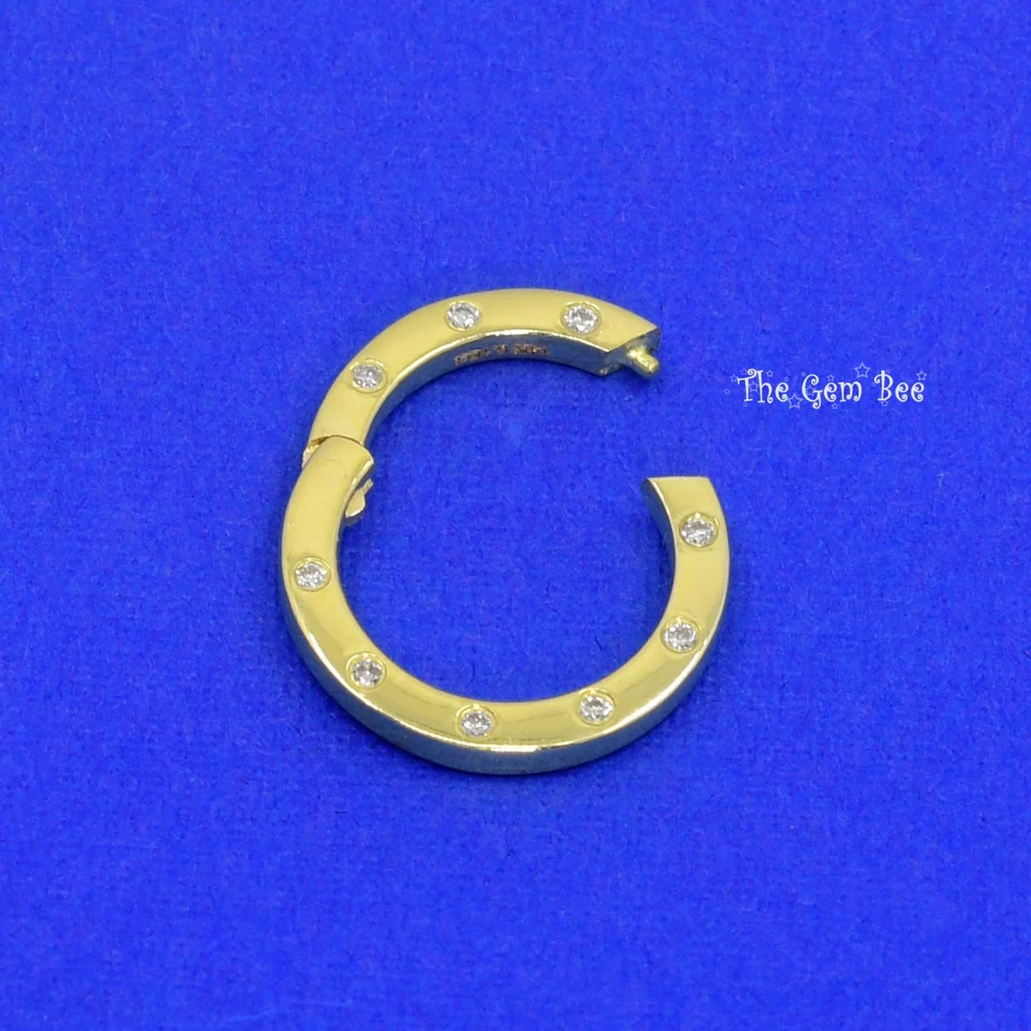 14.2mm 11.8mm 14K Yellow Gold Diamond Circle Charm Holder Snap Locker Pendant