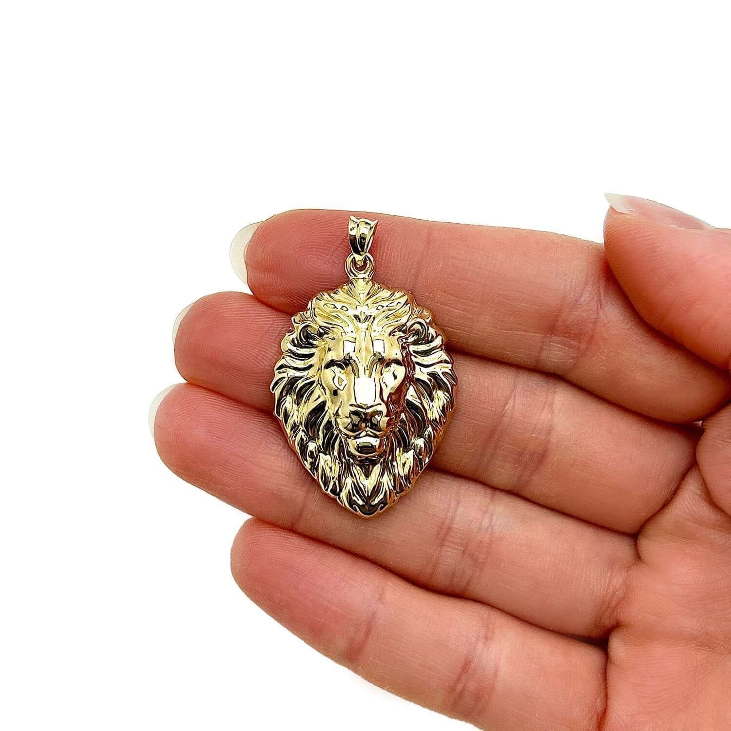 14K Real Gold Lion Head Pendant 1.4″