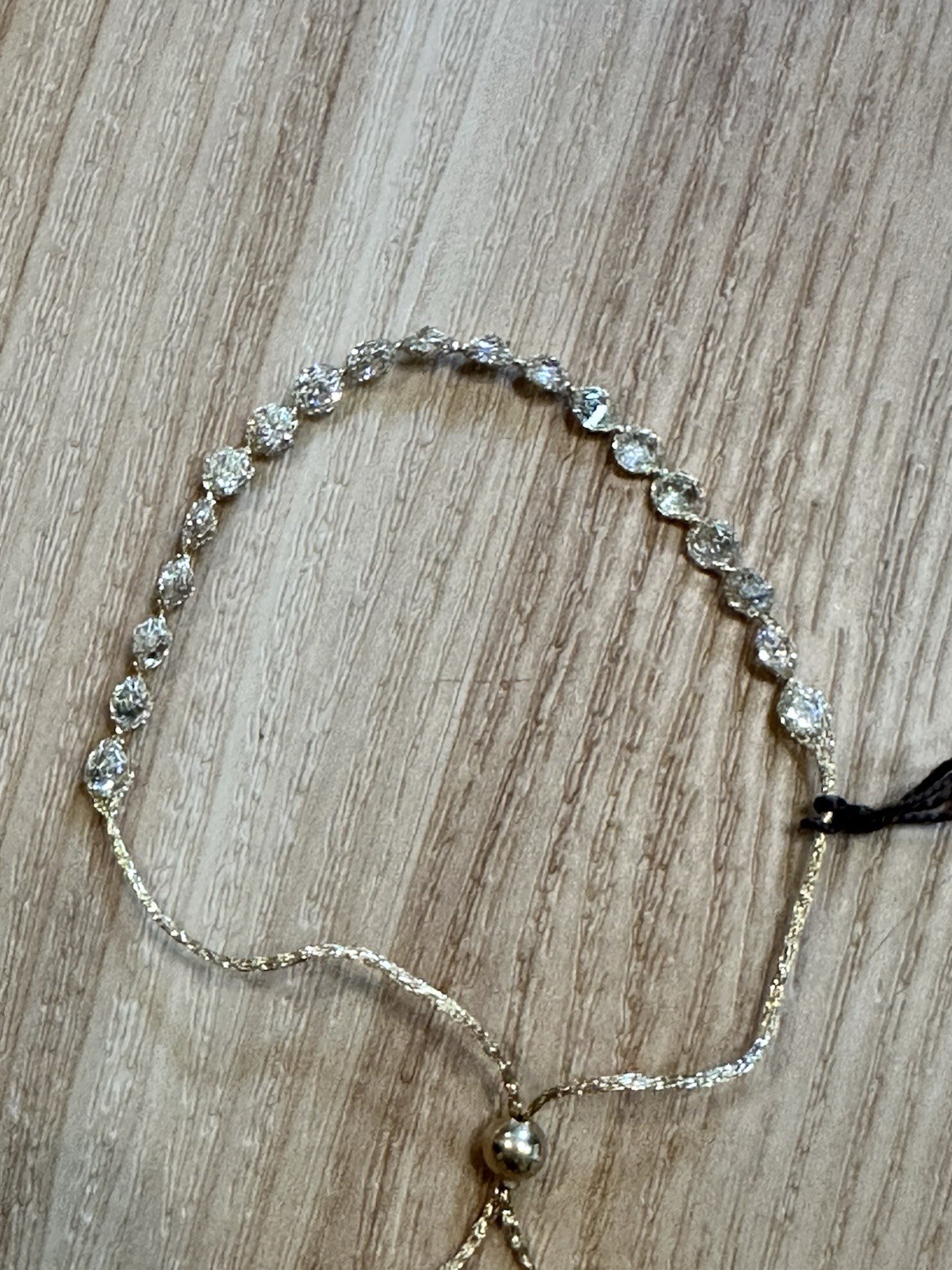 Golden Clef 10 KT Woven Gold Crystal Adjustable Slider Bracelet FAST SHIPPING
