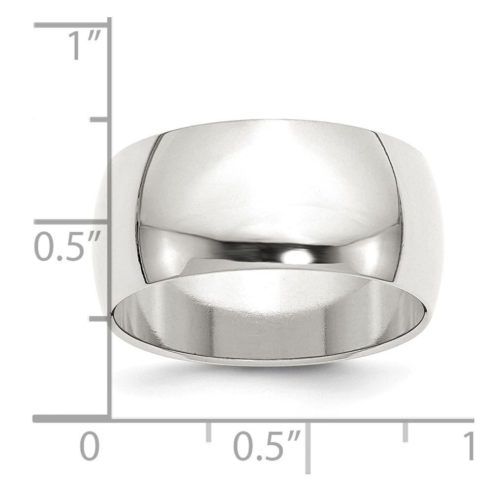 Sterling Silver 10mm Half Round Band Ring Size 10 for Men’s