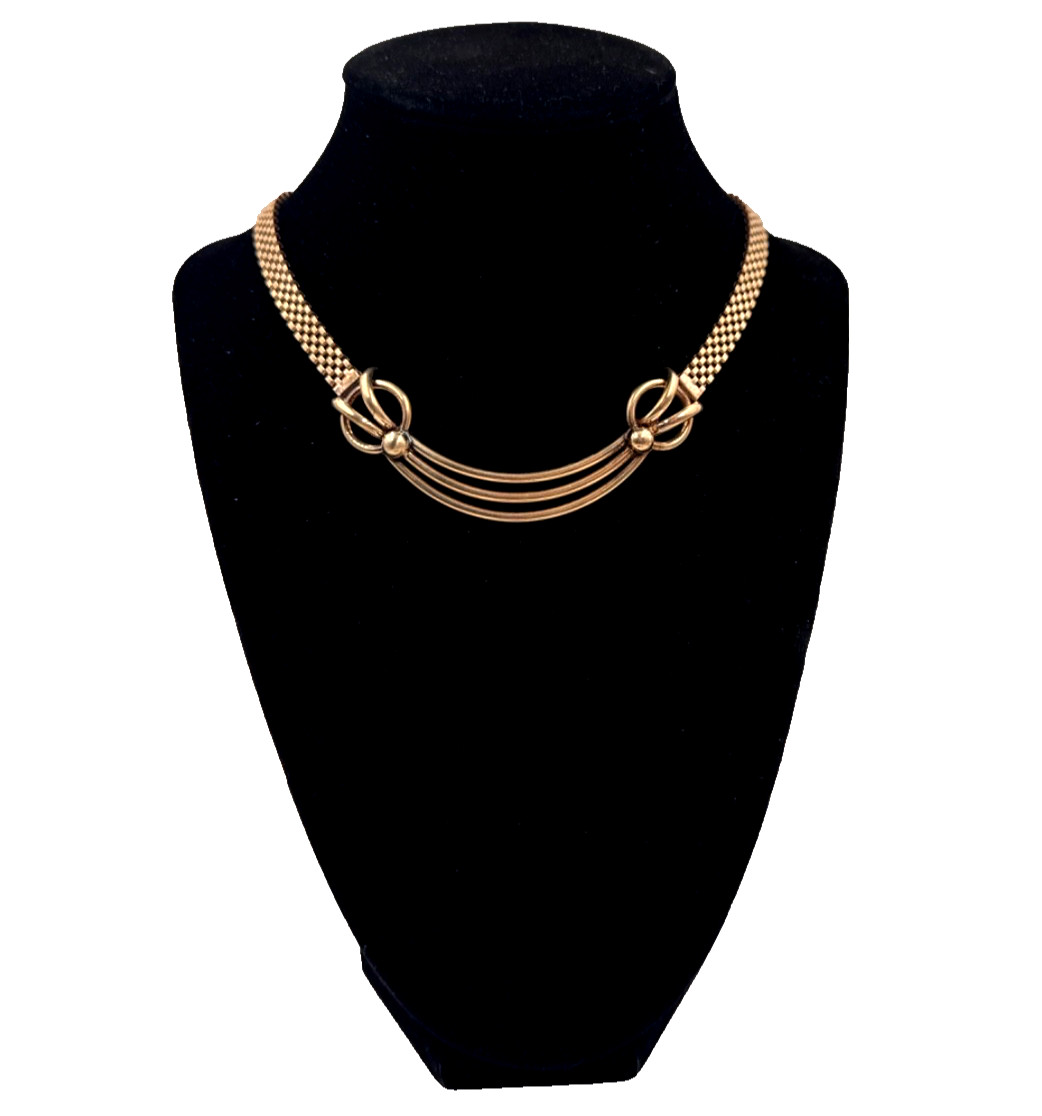 FABULOUS ANTIQUE ART DECO BY LUSTERN GOLD FILLED 12K CHOKER NECKLACE THICK CHAIN
