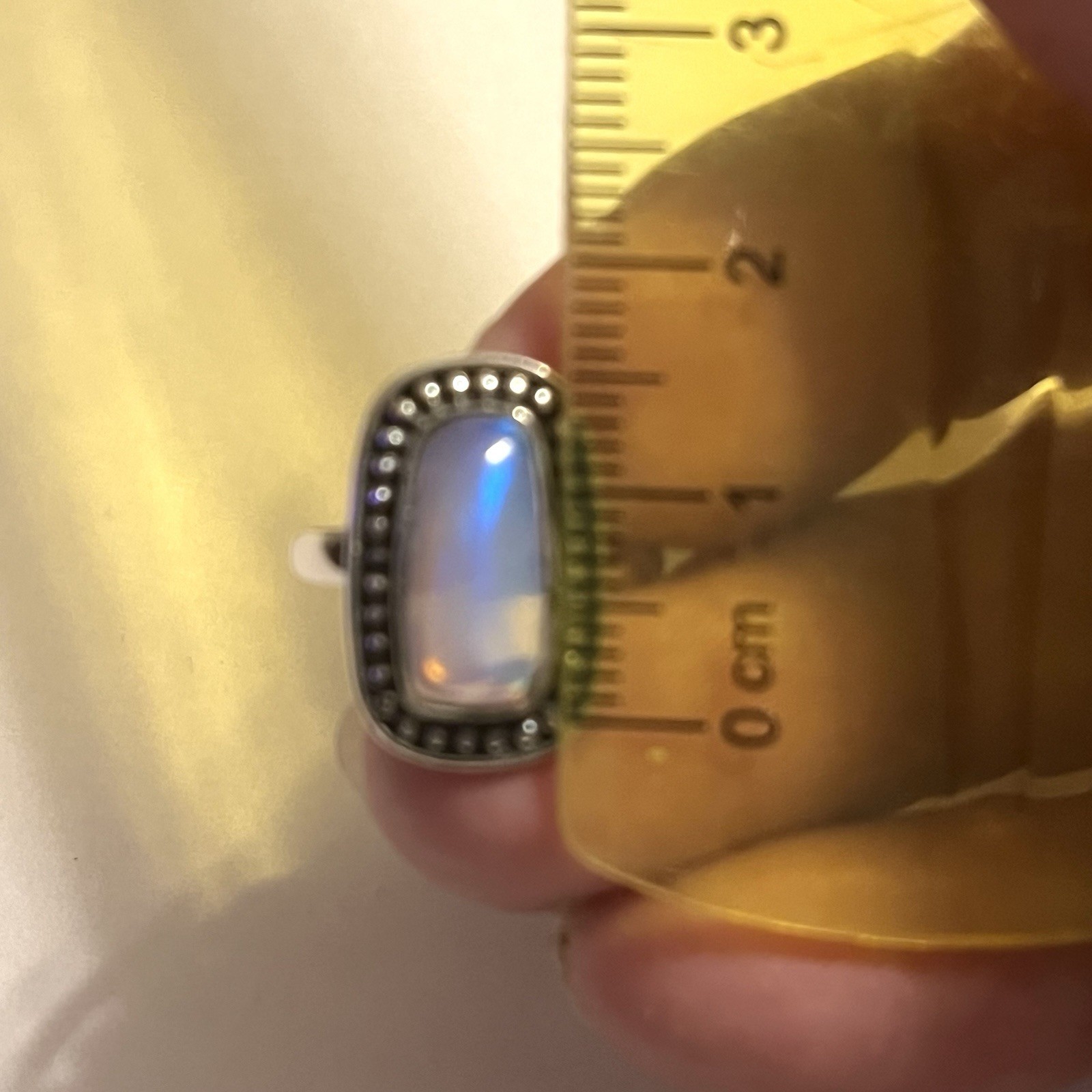Beautiful Ethiopian Opal 925 Sterling Silver Ring Rectangular Cabochon US Size 6