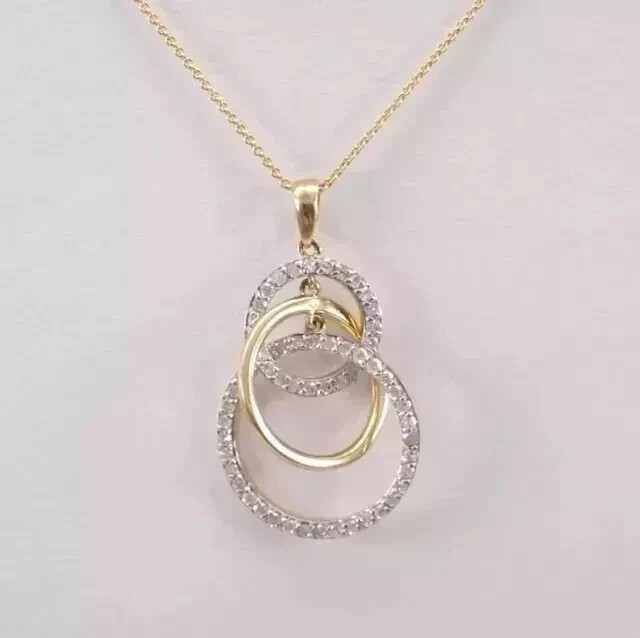 Stunning 2.20Ct Round Cut Simulated Diamond Open Pendant 14k Yellow Gold Plated