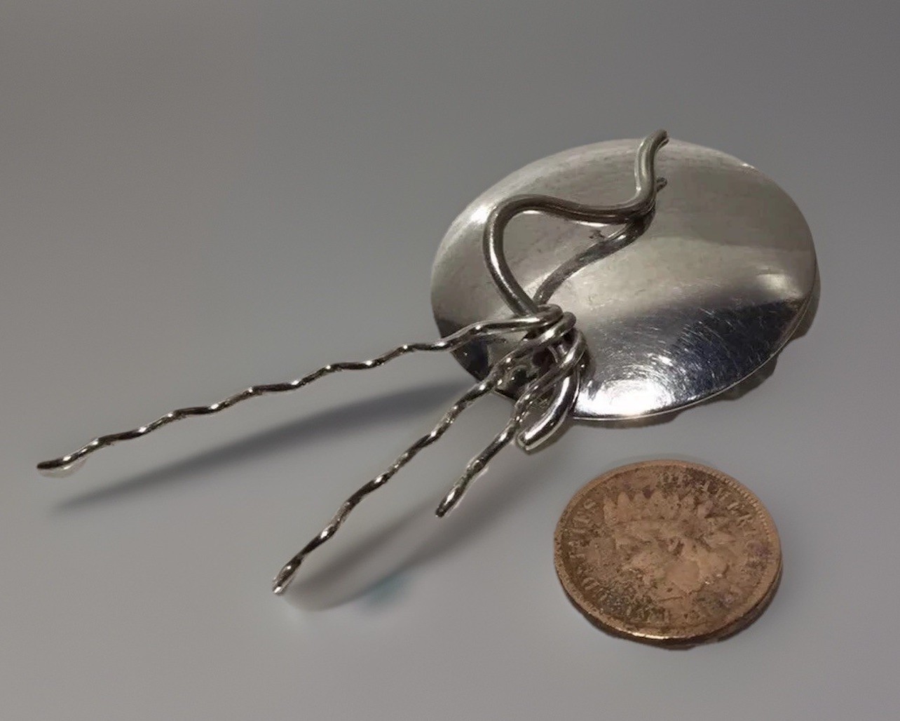 SUSAN CUMMINGS Handmade MODERNIST 925 Sterling Silver Articulated Brooch 11.5g