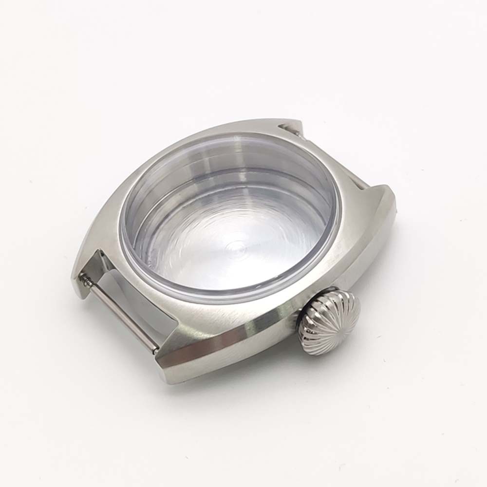 36mm Brushed Pilot Watch Case Sapphire Crystal Fit NH35 NH36 NH70 Movement Mod