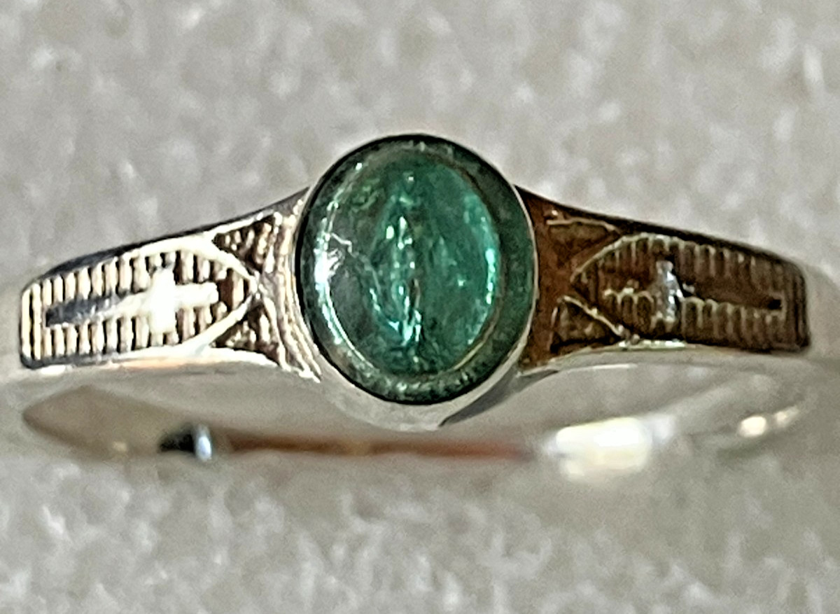 Bliss Sterling Silver Our Lady of Guadalupe and Cross Ring Size 8