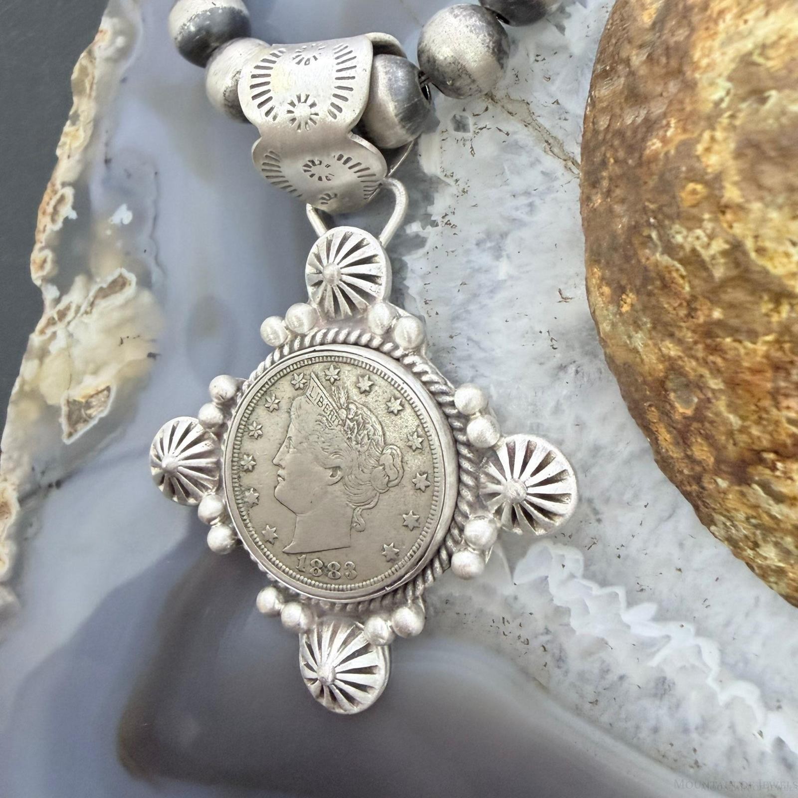 1883 Genuine US Liberty Head Nickle Decorated Unisex Pendant