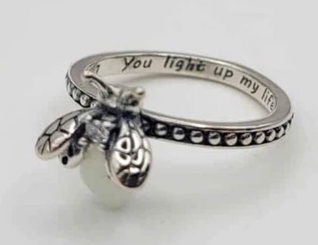 925 Sterling Silver Glow In The Dark Firefly Ring Size 9 “You Light Up My Life”