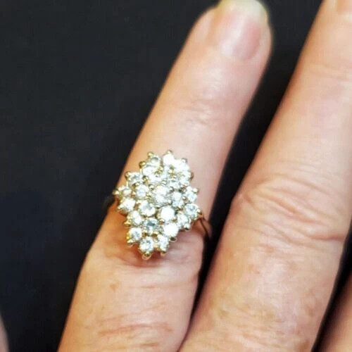 1.50CT Round Lab Created Diamond Cluster Engagement Ring 14K Yellow Gold Plated