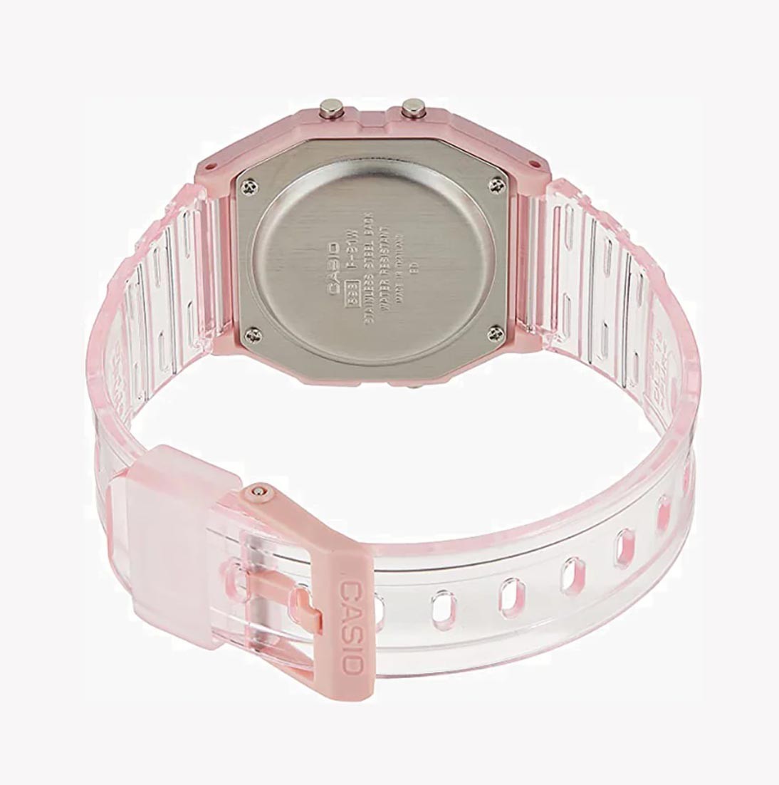 Casio Men’s Transparent Pink Digital Watch – F-91WS-4CF