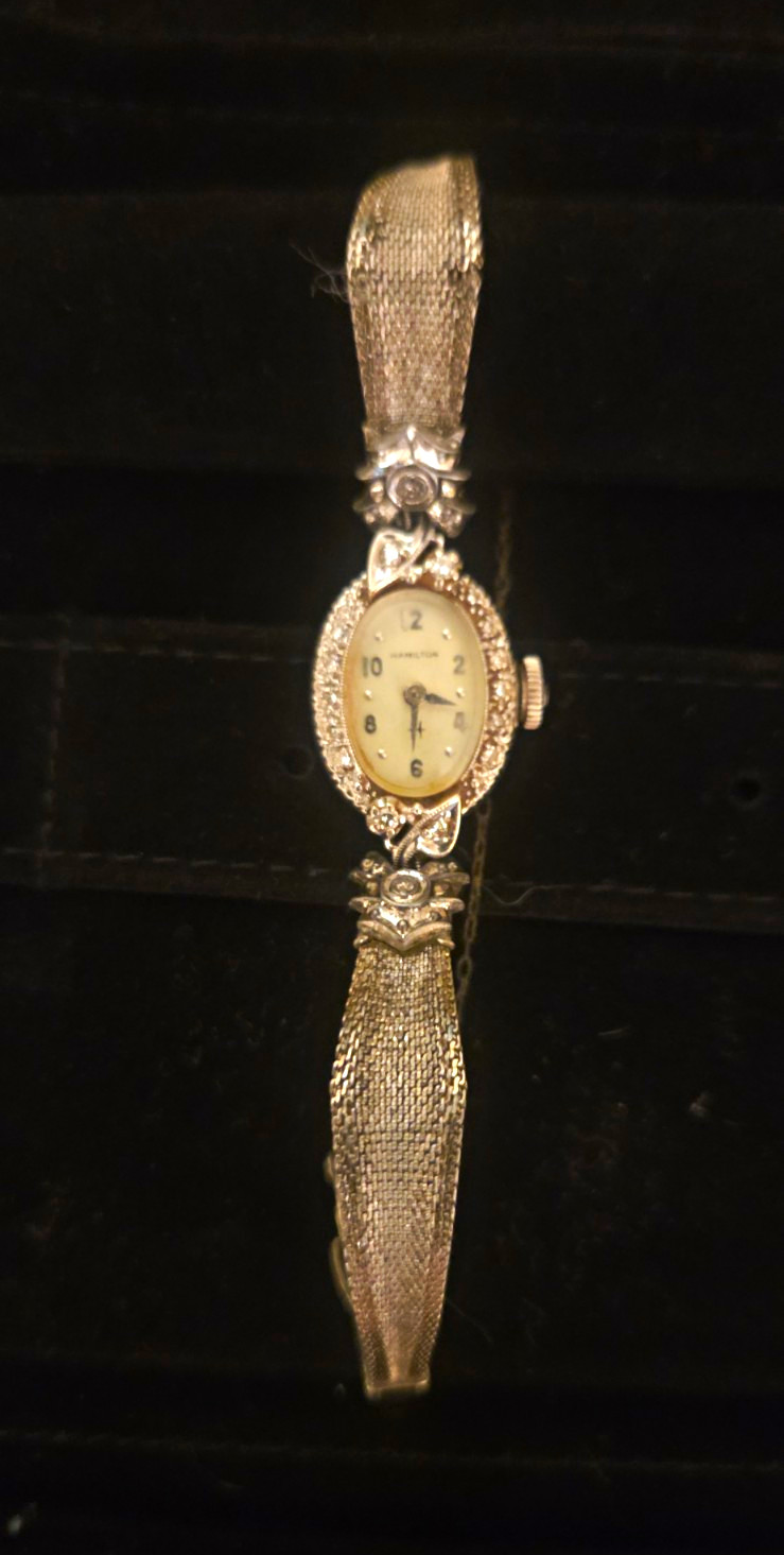 Hamilton Women’s Vintage Oval Manual Wind Wristwatch 10K Gold Case Bracelet