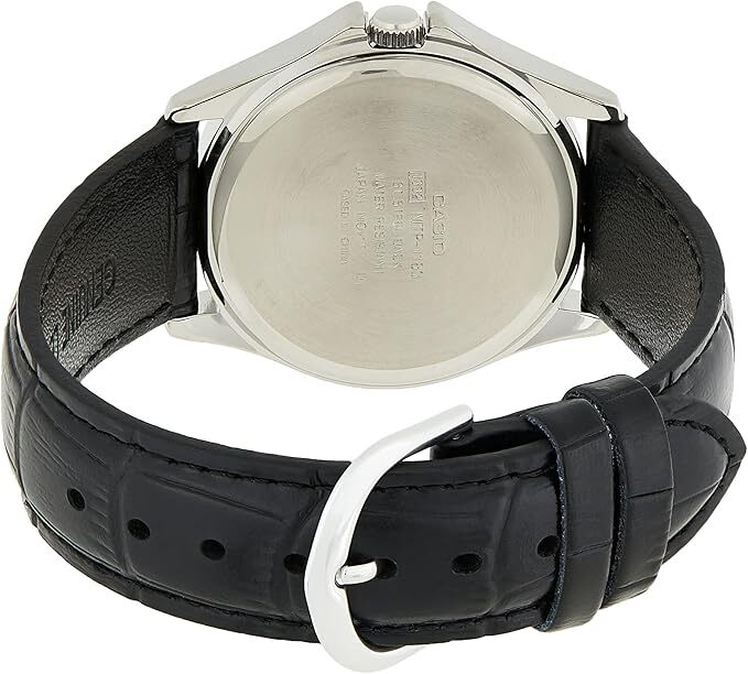 Casio Men MTP-1183E-7ADF Analog Leather Watch Black silver Original New