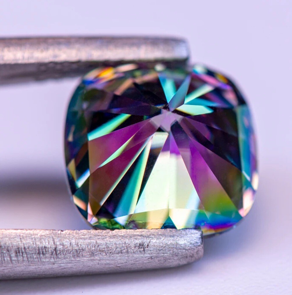 GRA Mystic Moissanite 5 Carat Cushion Certified Loose 10mm GRA Moissanite Gem