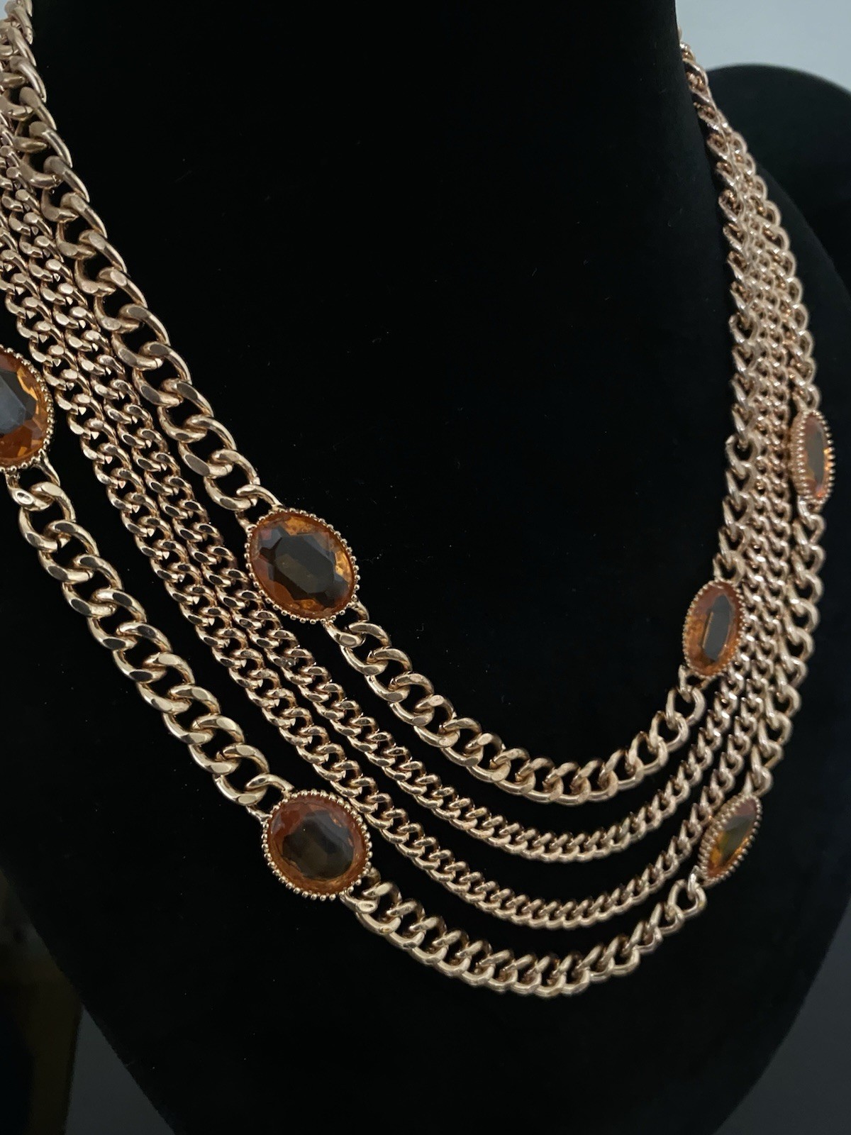 7 Charming Sisters Metallic Copper Tone Multilayered Bib Statement Necklace