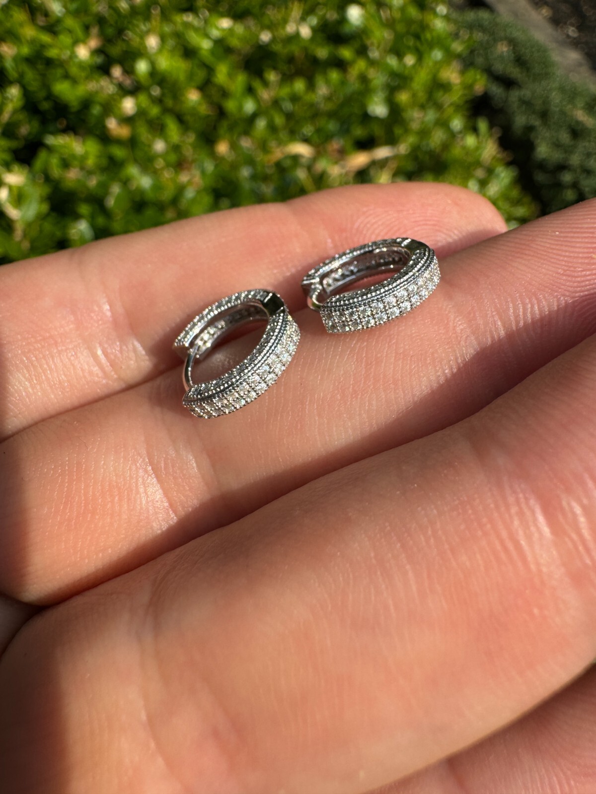Moissanite Real 925 Silver Small Huggie Hoop Earrings 12mm Mens Ladies Hoops