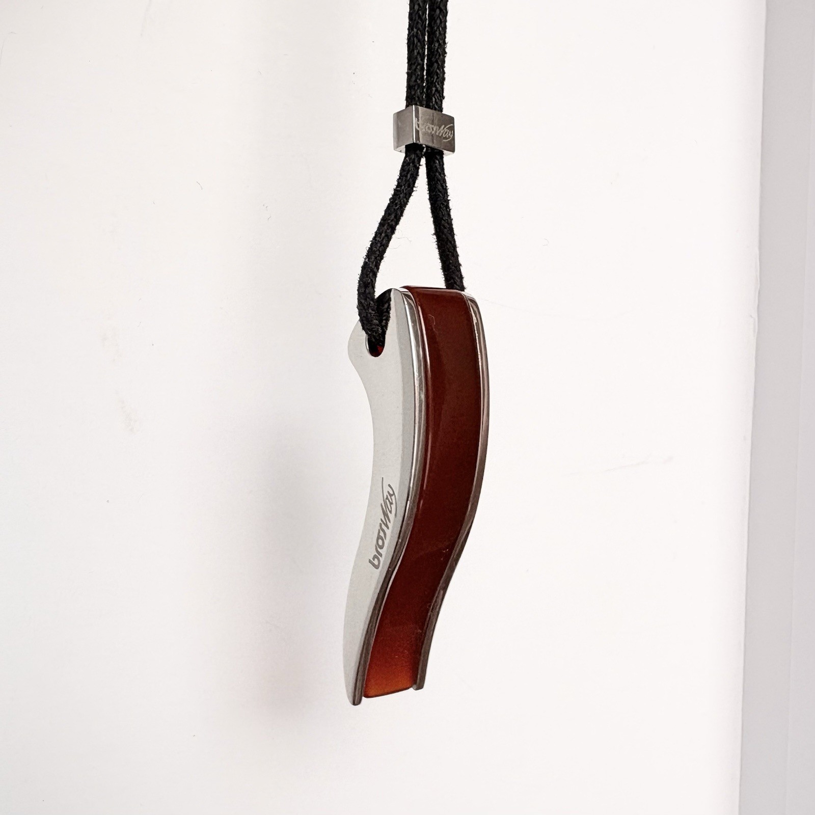 Brosway Pendant Necklace Red Agate Steel Adjustable Cord Italy Unisex