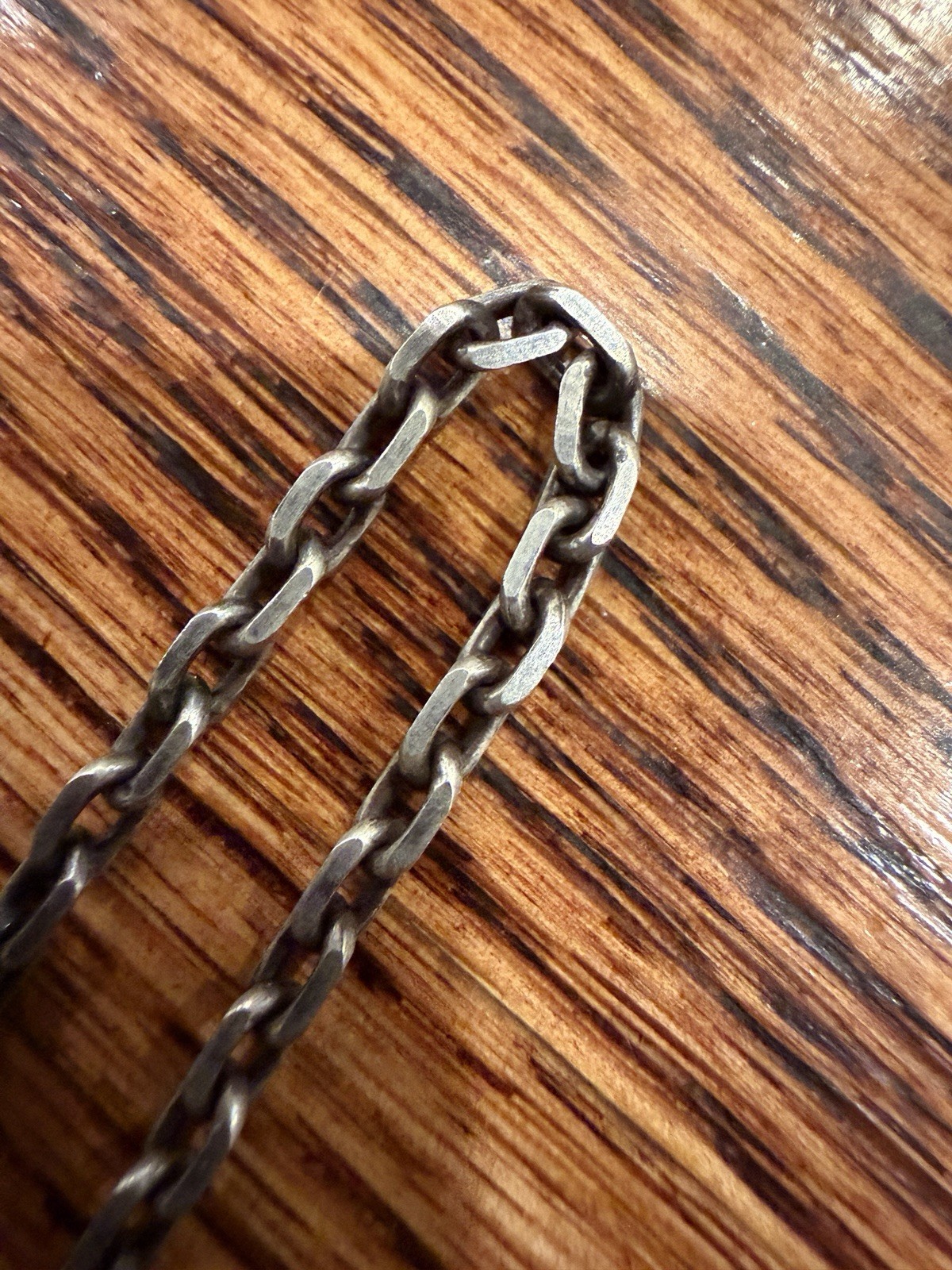 Silver Tone Cable Chain Necklace Eagle Head Hook Clasp Japanese Amekaji Style