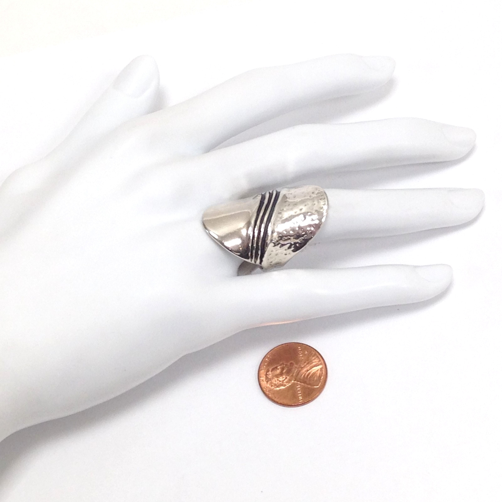 Or Paz Creations PZ Israel Sterling Silver Solid Abstract Statement Ring Size 8