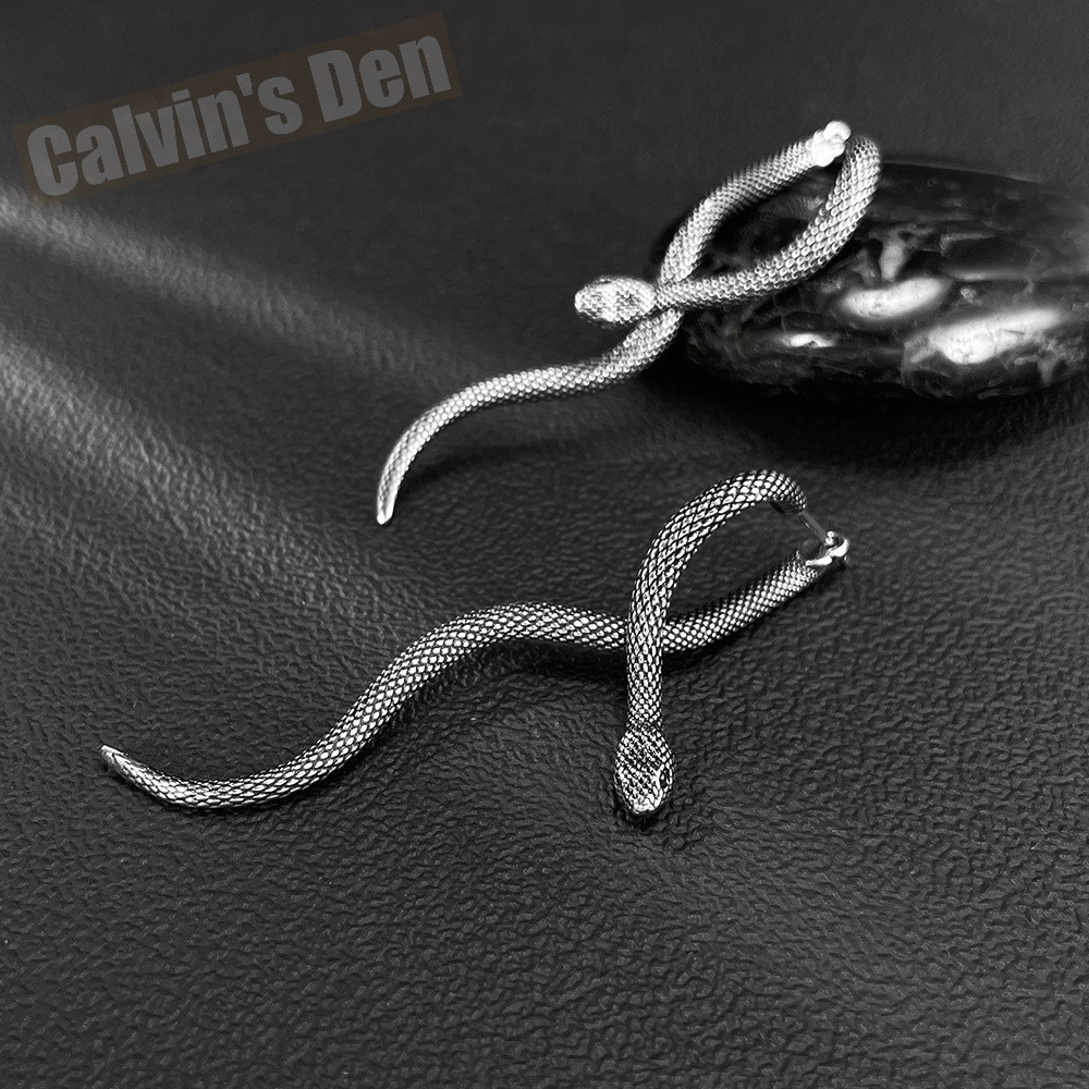 Stainless Steel Long Snake Earrings Great Details