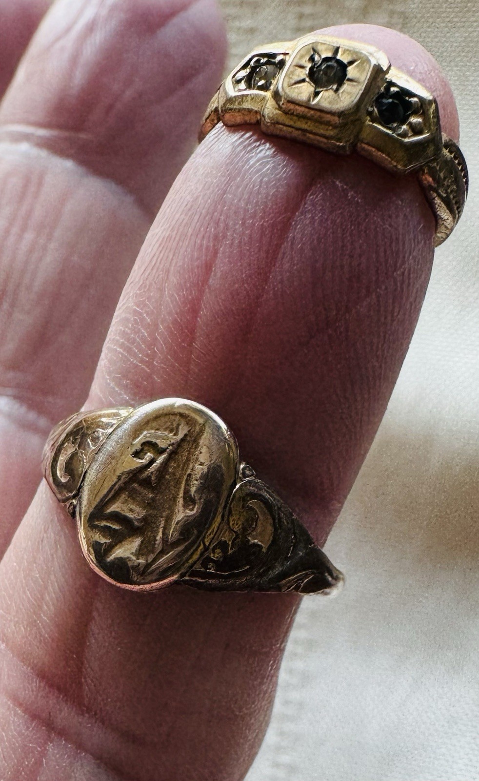 2 Antique Victorian Era Gold Signet Art Deco Children’s Rings