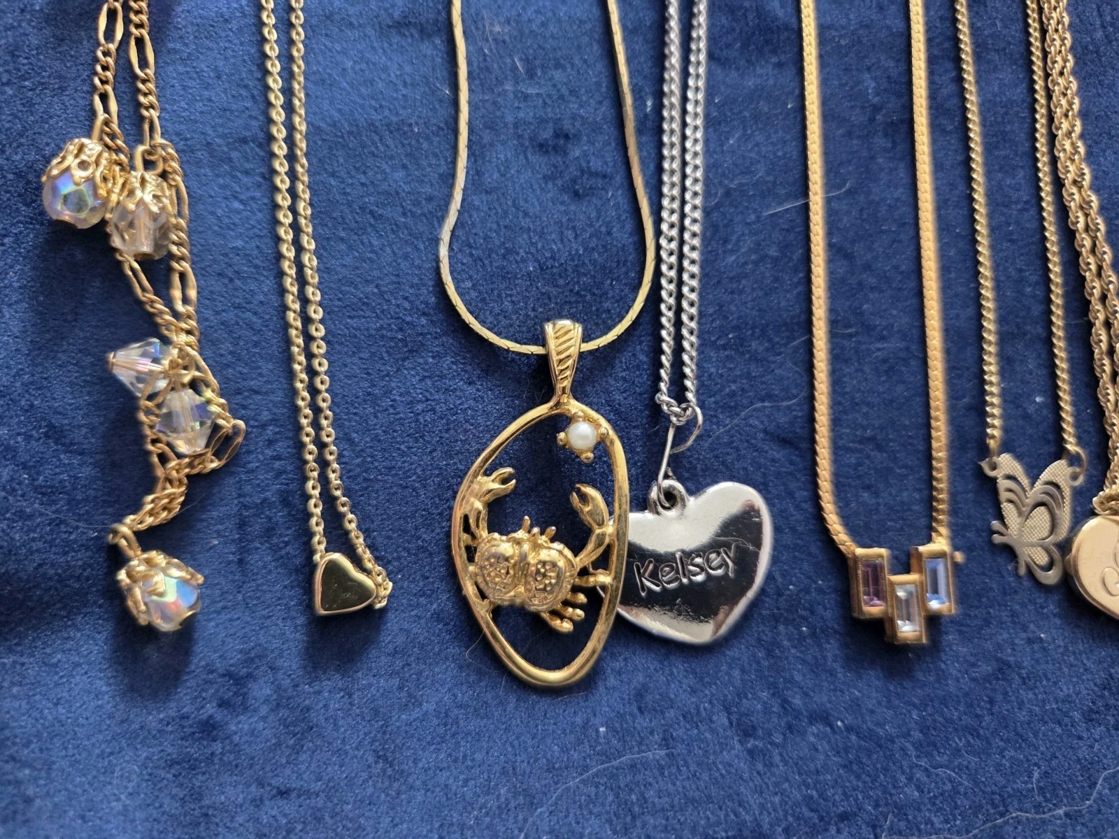 Vintage Now Fine Chain Crystal Pendant Necklace Lot 20 Some Signed Avon Etc