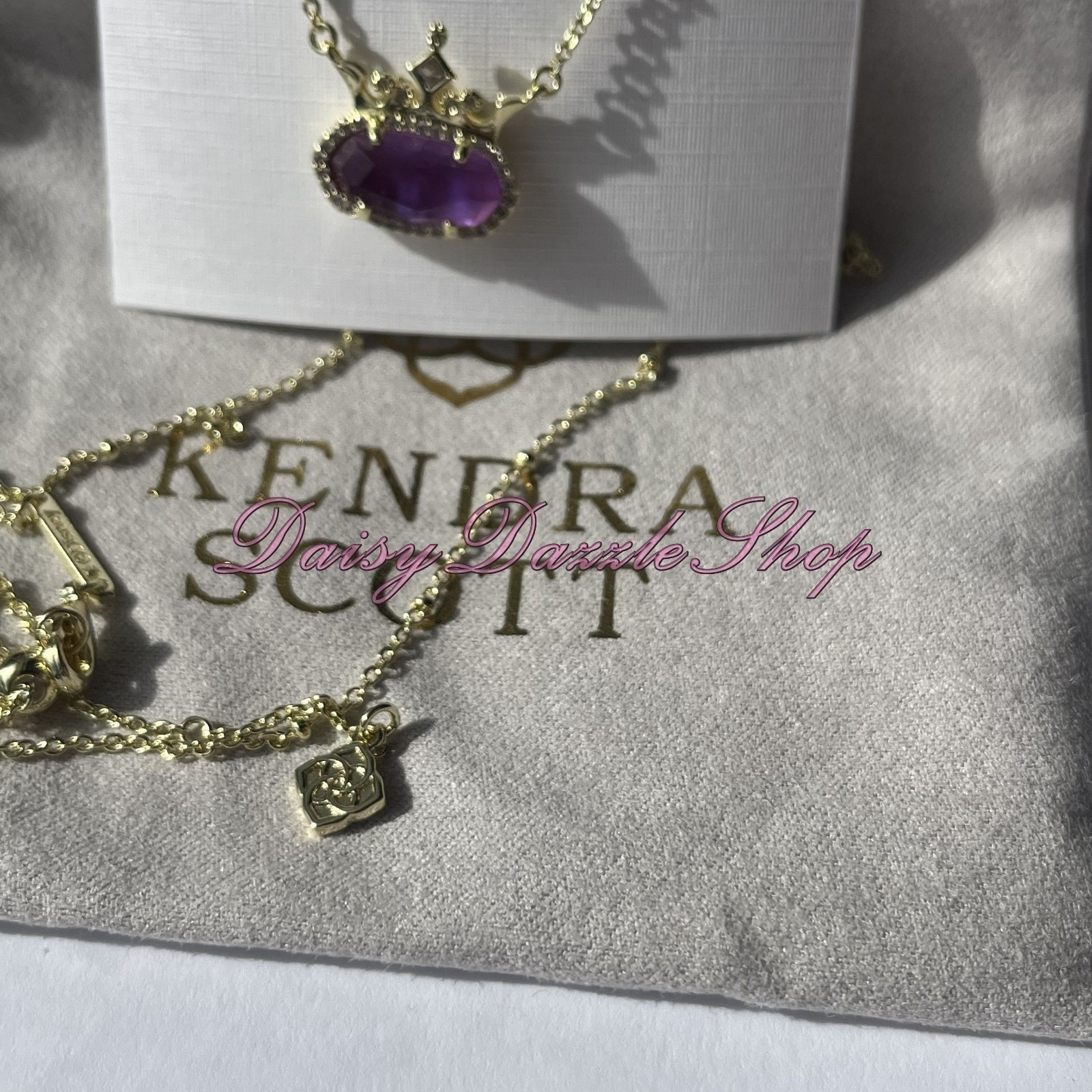 ✨New Kendra Scott Disney Elisa Princess Short Gold Pendant Purple Necklace ✨