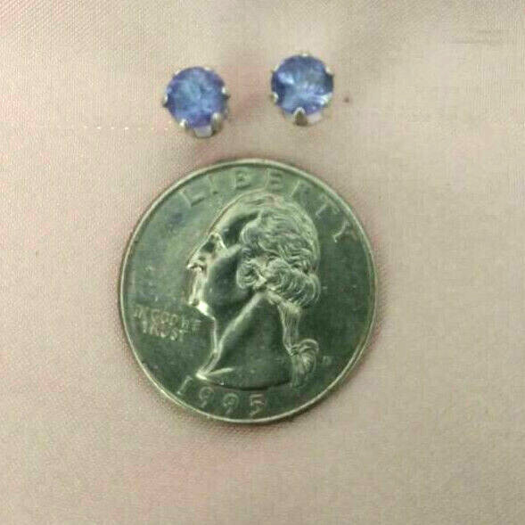 5.5mm TANZANITE PETITE ROUND STUDS -SET IN .925 STERLING SILVER- over 1.25ctw