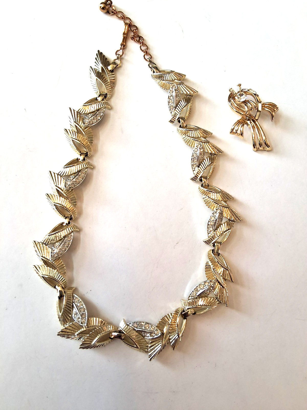 Vintage Signed and Numbered Marboux Gold Tone and Rhinestones Necklace.