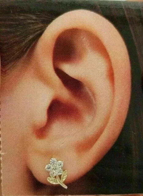 Lab Grown Diamond 14K Yellow Gold Plated Stunning 1ct Flower Stud Earring Silver