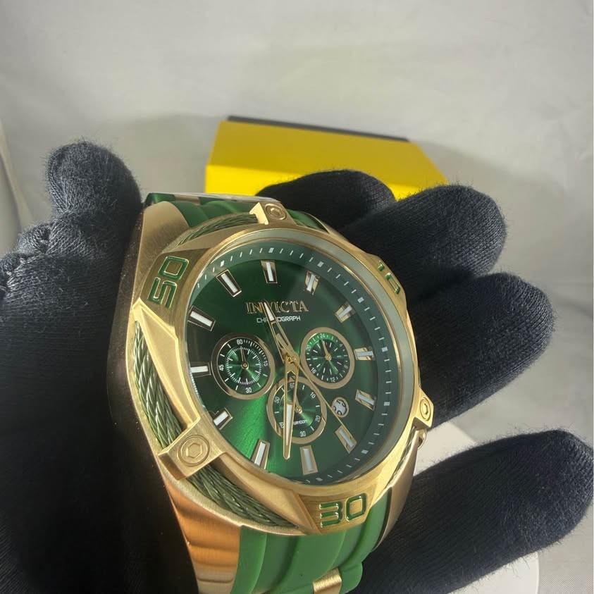 Invicta Bolt Chronograph Green and Gold Watch 50mm
